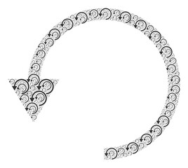 Fractal mosaic from rotate ccw. Flat vector rotate ccw mosaic is created from repeating itself rotate ccw elements.