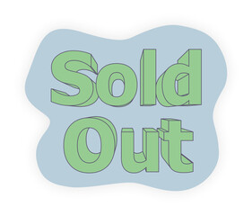 Writing SOLD OUT in soft light green color with embossed font style.