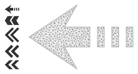 Mesh polygonal send left icon with simple structure created from send left vector illustration. Carcass mesh polygonal send left. Linear frame flat mesh in vector format.
