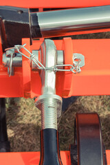 Screws, bolts and different connections in industrial machine. Hydraulic or pneumatic mechanism....