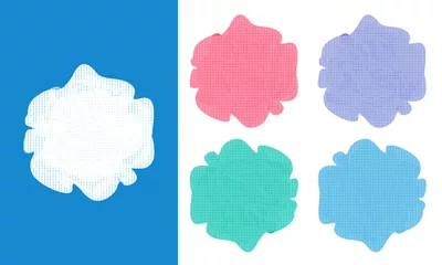 Foto op Canvas Multi Color (white, pink, purple, green, blue) exfoliating mesh sponge, shower loofah, bath pouf, shower supply vectors © needsai