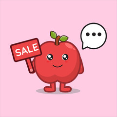 apple mascot for sale vector illustration with design eps 10, cute mascot vector