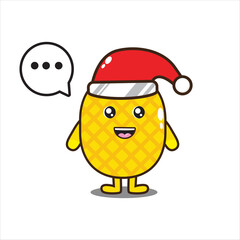 cute pineapple mascot illustration on christmas day vector illustration with design eps 10