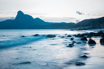 Beautiful landscape of sunset on the beach at Con Dao Island, Vietnam
