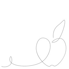 Apple icon vector one line drawing isolated on the white background. Vector illustration
