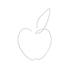 Apple icon vector one line drawing isolated on the white background. Vector illustration
