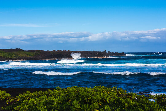 Waves At Punalu'u Black Sand Beach