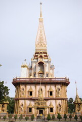 Pagoda. Wat Chalong temple in Phuket island, Thailand.