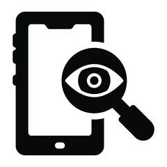 
Seo analysis with smartphone, solid icon of mobile monitoring 

