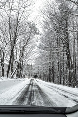 【冬ドライブイメージ】圧雪路の山道