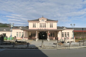 Fototapeta premium JR Nikko station on a sunny day. Nikko, Tochigi, Japan. December 10, 2020.