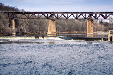 Railway bridge in winter Paris Ontario