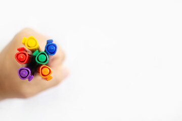 A man holding a rainbow pen in his hand For the expression of LGBT gay
