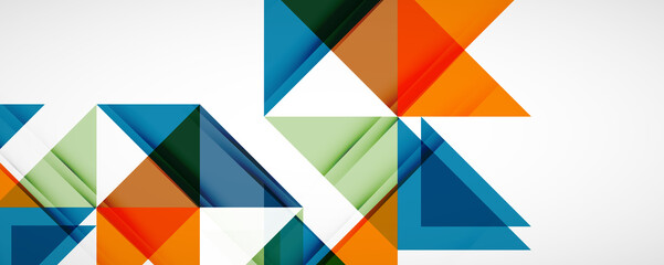 Geometric abstract background. Techno color triangle shapes. Vector illustration for covers, banners, flyers and posters and other designs