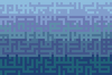Maze background. Blue maze pattern pixel art.