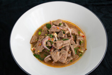 Sweet liver menu in street food stalls is a local dish in Thailand. It is a popular food.
