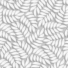 Abstract floral seamless pattern in white color. Stock vector illustration.