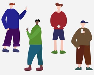 Illustration vector design of male holding his smartphone