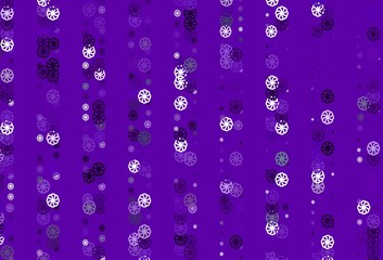 Light Purple vector template with ice snowflakes.