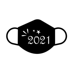 2021 with a surgical face mask. face mask for covid-19 coronavirus concept.