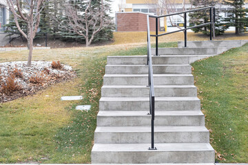 footpath steps in public park with handrails