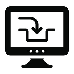 
Online data installing, solid icon of web download 
