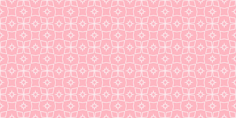 Simple geometric background pattern. Seamless wallpaper texture. Colors: pink and white. Perfect for fabrics, covers, posters, home decor or wallpaper. Vector background image