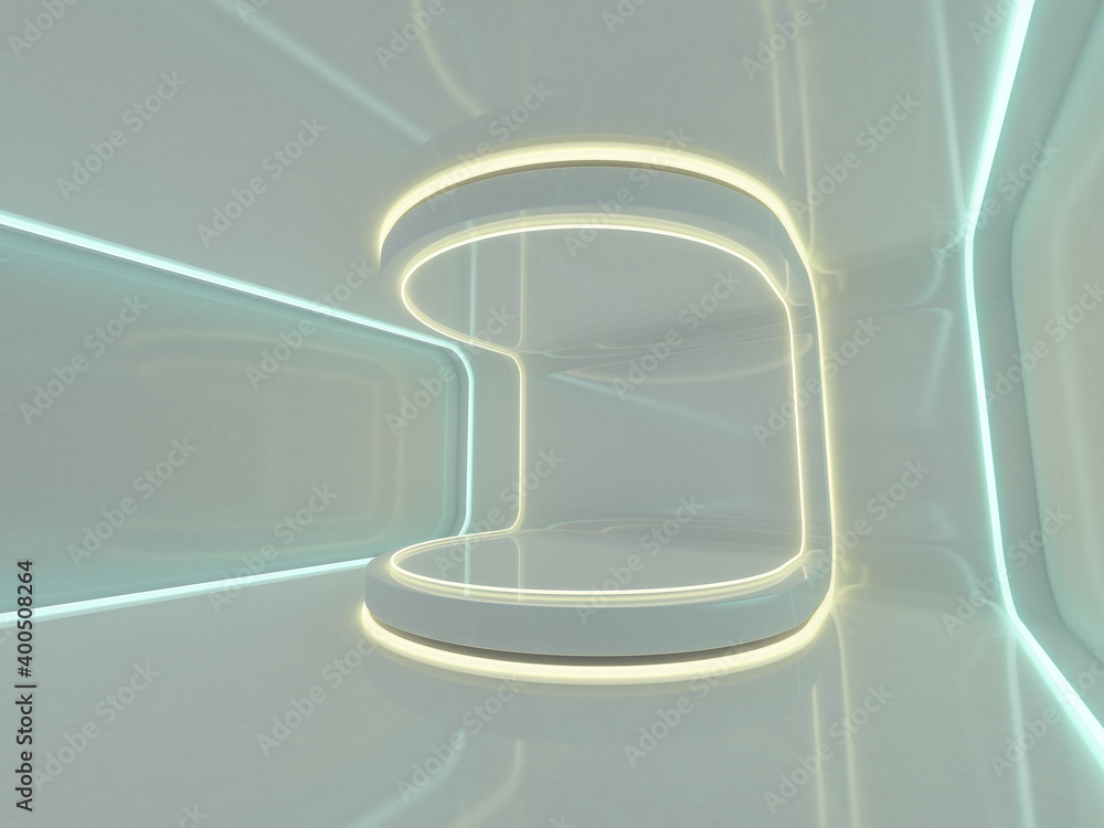 Poster abstract modern architecture background, empty open space interior. 3d