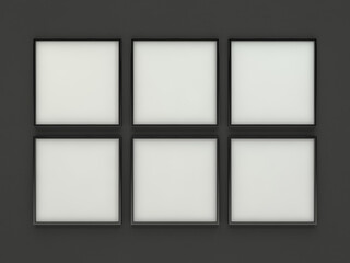 White blank photo square frame mockup over background. 3D