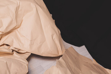 orange creased crumpled paper background grunge texture backdrop