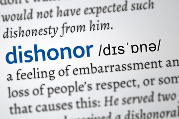 dishonor definition of the word, focus on the meaning
