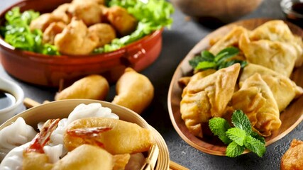 assorted of asian food