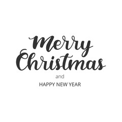 Merry Christmas beautiful lettering. Calligraphy of Merry Christmas and Happy New Year isolated in white