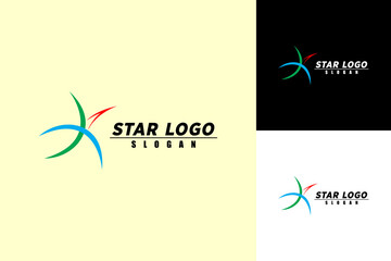 Abstract Star Logo. Colorful Geometric Star isolated on Double Background. Flat Vector Logo Design.
