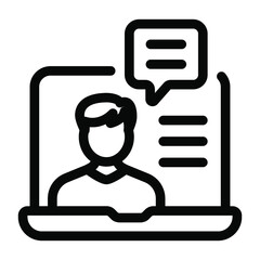 
A trendy vector of personal website chat, speech bubble with person inside laptop  

