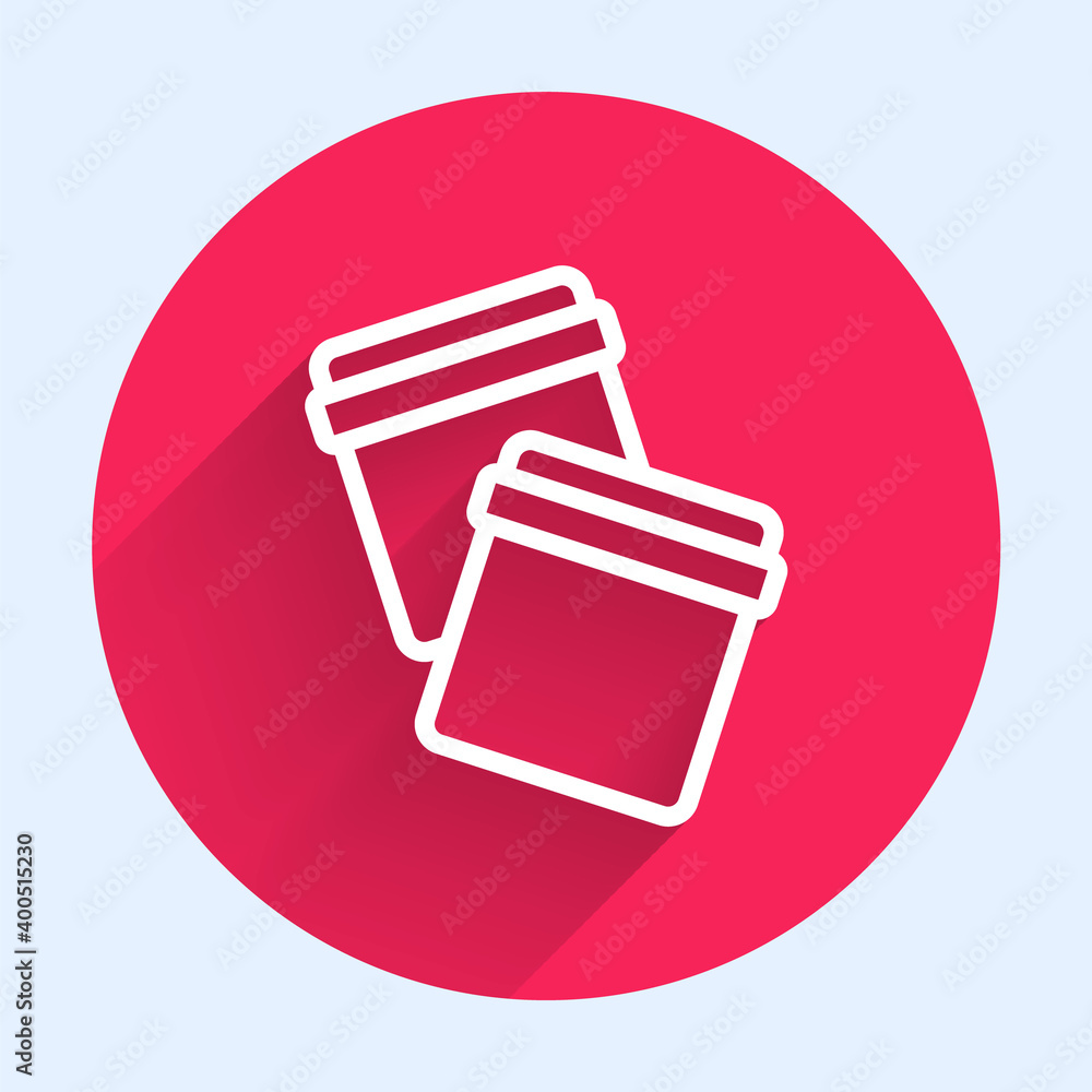 Aufkleber white line plastic bag with ziplock icon isolated with long shadow. red circle button. vector.