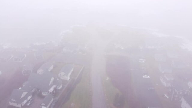 Aerial video flying through heavy fog