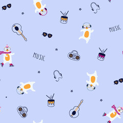 polar bear and music seamless print. creative seamless print for kids,fabric, textile, wrapping, gift covers
