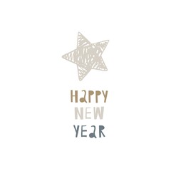 Obraz premium Hand Drawn card Merry Christmas. Vector Happy New Year print with hand drawn lettering. Happy Holidais
