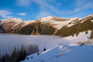 Mountain Ridge with sea of clouds.