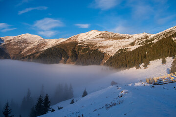 Mountain Ridge with sea of clouds.
