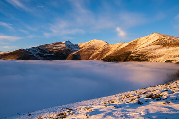 Mountain Ridge with sea of clouds.