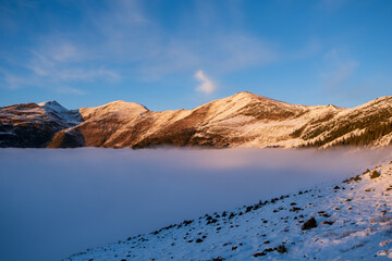 Mountain Ridge with sea of clouds.