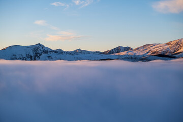 Mountain Ridge with sea of clouds.