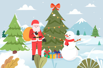 An illustration of Santa Celebrating Christmas