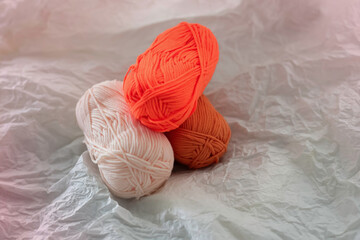 Colorful Yarn balls put on background