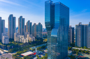 Fototapeta na wymiar Scenery of CBD in Xiamen City, Fujian Province, China