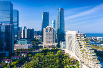 Fototapeta premium Scenery of CBD in Xiamen City, Fujian Province, China