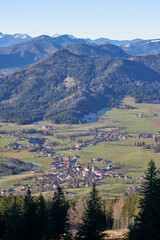 The town of Fischbachau, Miesbach seen from above