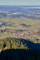 View of Elbach, Miesbach from the top of a mountain